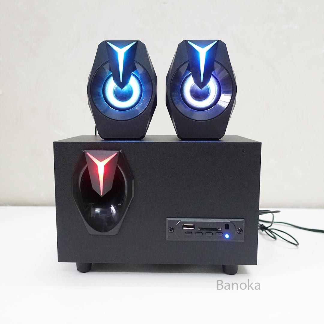 Loa máy tính bluetooth K8 2.1 Prime Gaming có đèn led và điều khiển từ xa